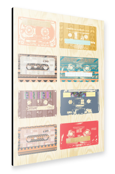 Alu-Dibond "Kassetten Collage" 30x20 cm artboxONE