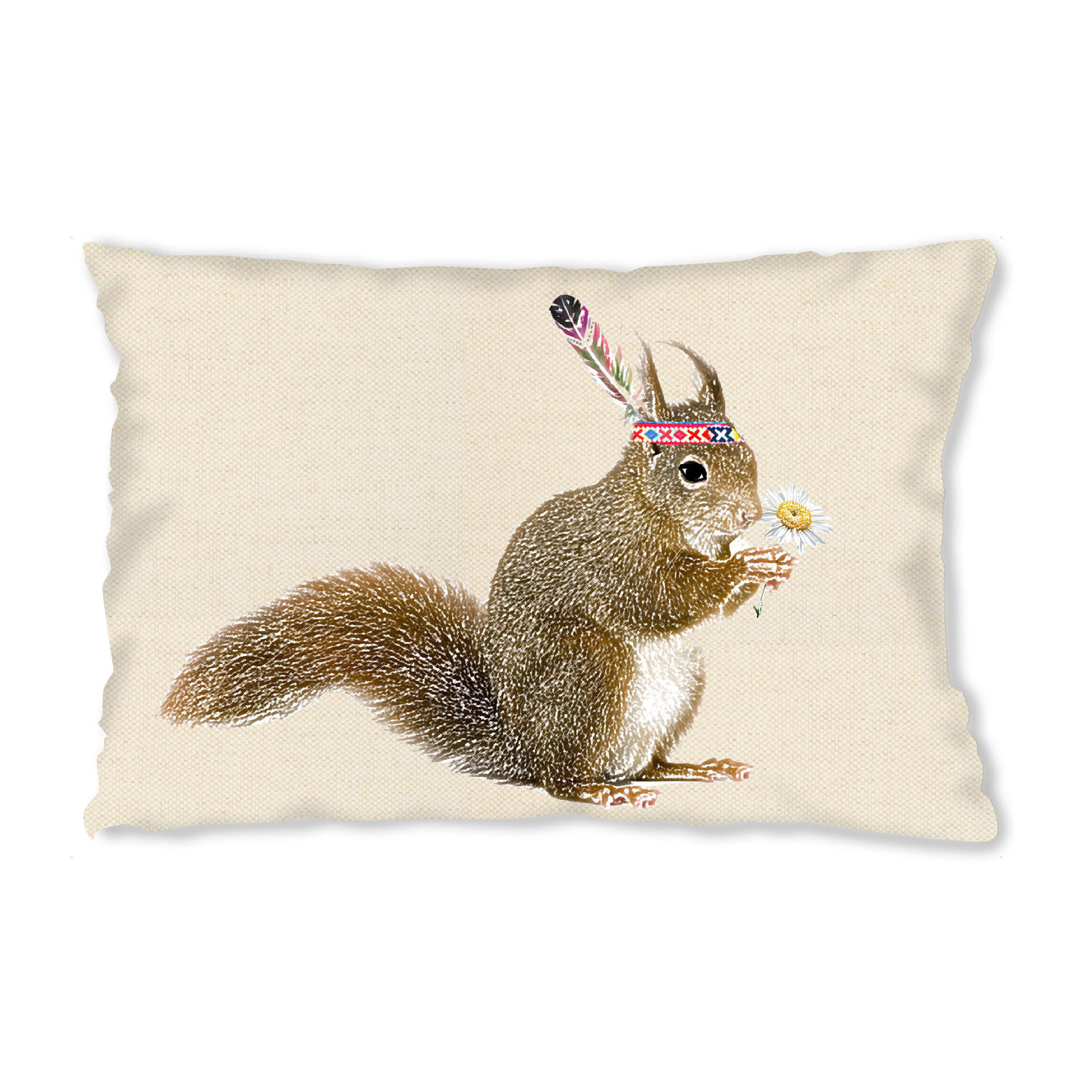 Design-Kissen "Indianer Eichhörnchen" artboxONE - Für Kinder,Für Kinder,Tiere - Indianer,Eichhörnchen,Süß,Federn,Blume - Bild Indianer