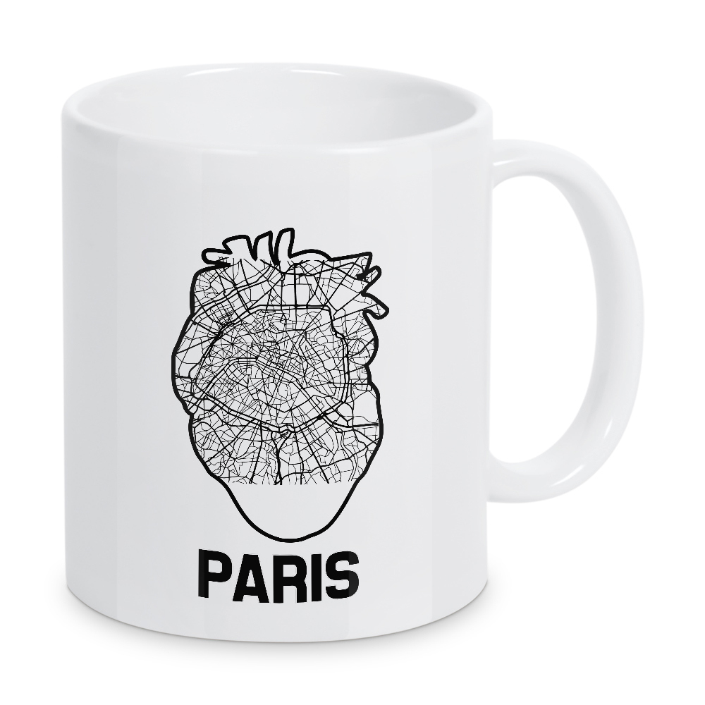 Tasse "Paris Frankreich Herzkarte" artboxONE - Städte / Paris,Kartografie