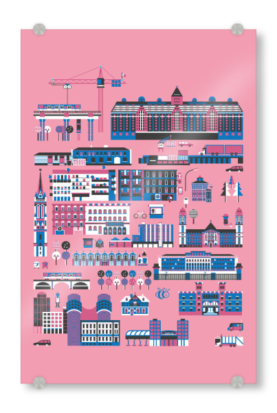 Acrylglasbild "Berlin-Moabit" artboxONE - Städte - Moabit,Berlin,Vojd,Vector,Vektor,Westhafen,Kiez,Spreebogen,Hauptbahnhof