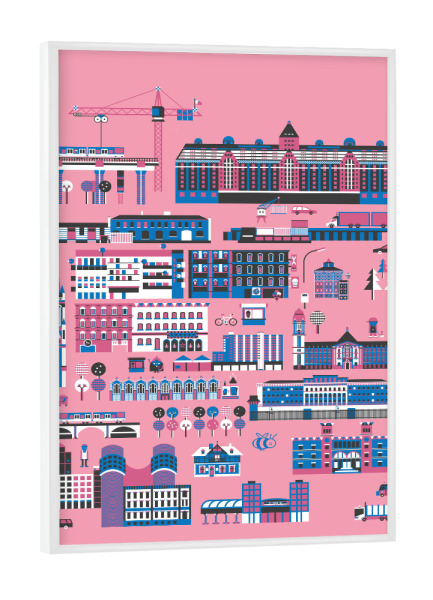 Poster mit weißem Rahmen "Berlin-Moabit" artboxONE - Städte - Moabit,Berlin,Vojd,Vector,Vektor,Westhafen,Kiez,Spreebogen,Hauptbahnhof