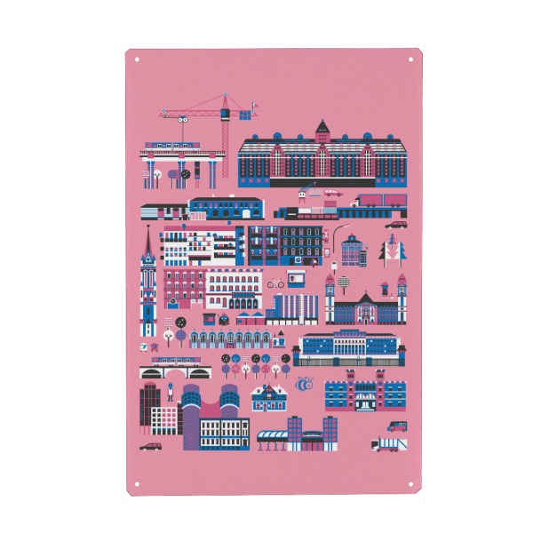 Holzbild "Berlin-Moabit" artboxONE - Städte - Moabit,Berlin,Vojd,Vector,Vektor,Westhafen,Kiez,Spreebogen,Hauptbahnhof