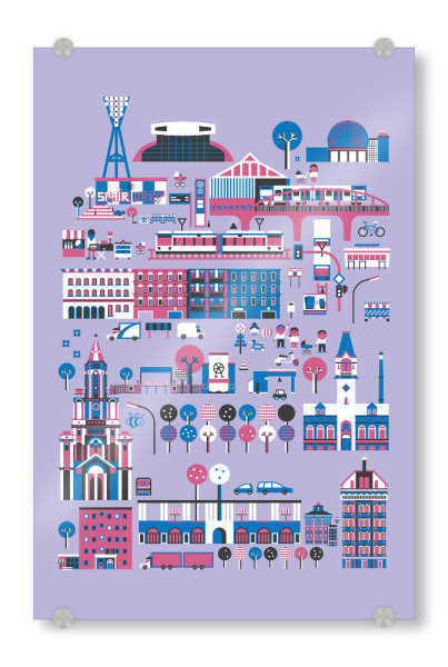 Acrylglasbild "Berlin-Prenzlauer Berg" artboxONE - Städte - Berlin,Kiez,Vojd,Pberg,Prenzlauerberg,Vektor,Vector sights,Mauerpark,U2,Kulturbrauerei