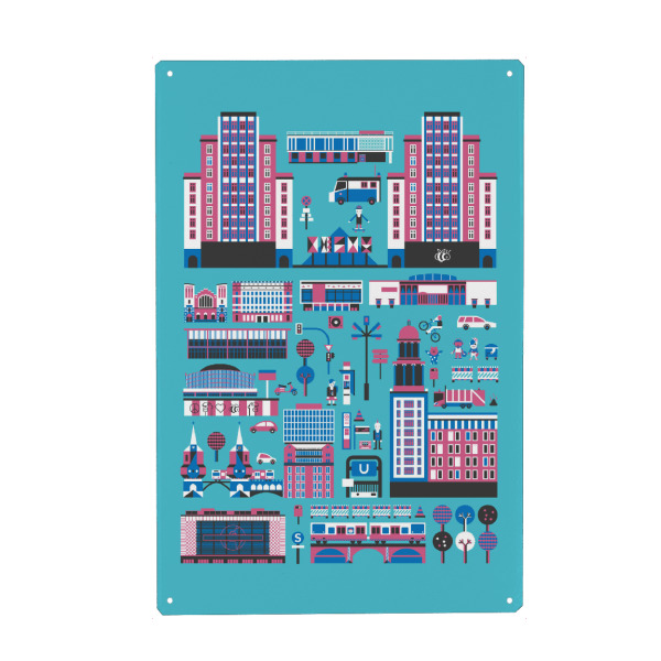 Holzbild "Berlin-Friedrichshain" artboxONE - Städte - Berlin,Fhain,Friedrichshain,Berlin,Vector,Vektor,Vojd,U5 wall,Sbahn,Mauer