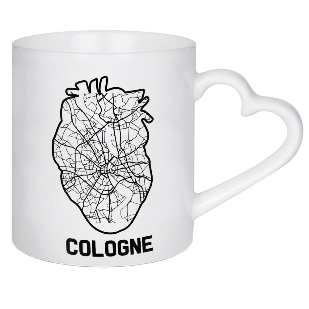 Herztasse "Kölner Herzkarte - weiß" artboxONE - Städte / Köln,Reise,Kartografie