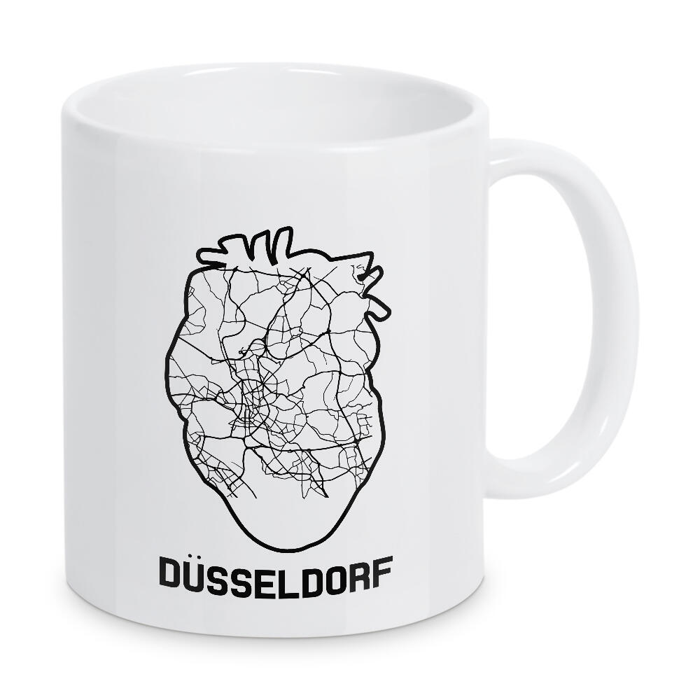 Tasse "Düsseldorf Herzkarte - weiß" artboxONE - Reise,Städte / Düsseldorf,Kartografie