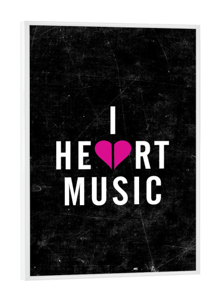 Poster mit weißem Rahmen "HEART MUSIC" artboxONE - Typografie,Musik,Festivals