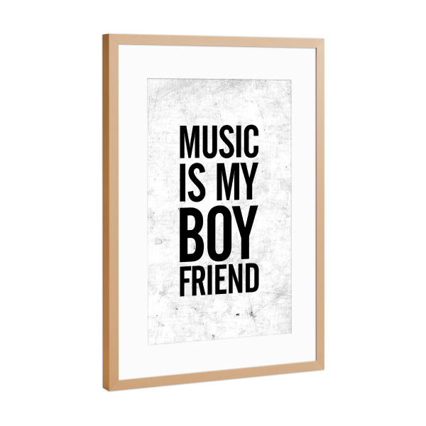 Poster mit Rahmen Kupfer "MUSIC BOYFRIEND" artboxONE - Typografie,Musik,Festivals