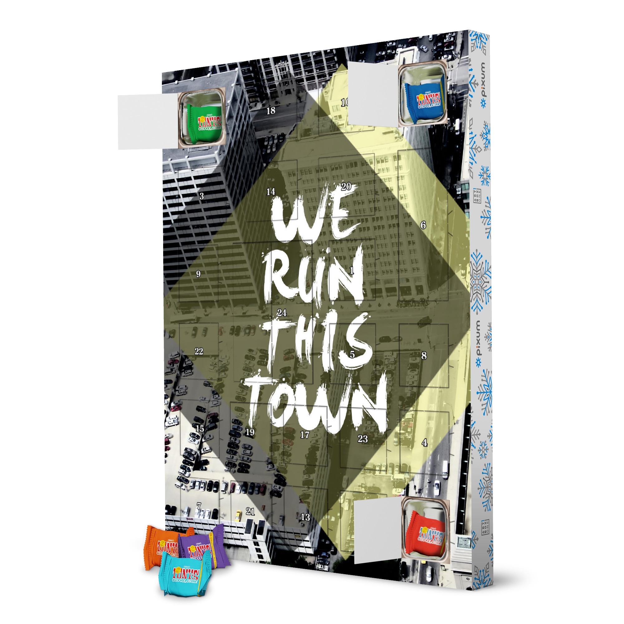 Adventskalender mit Tony's Chocolonely TOWN artboxONE Adventskalender Typografie