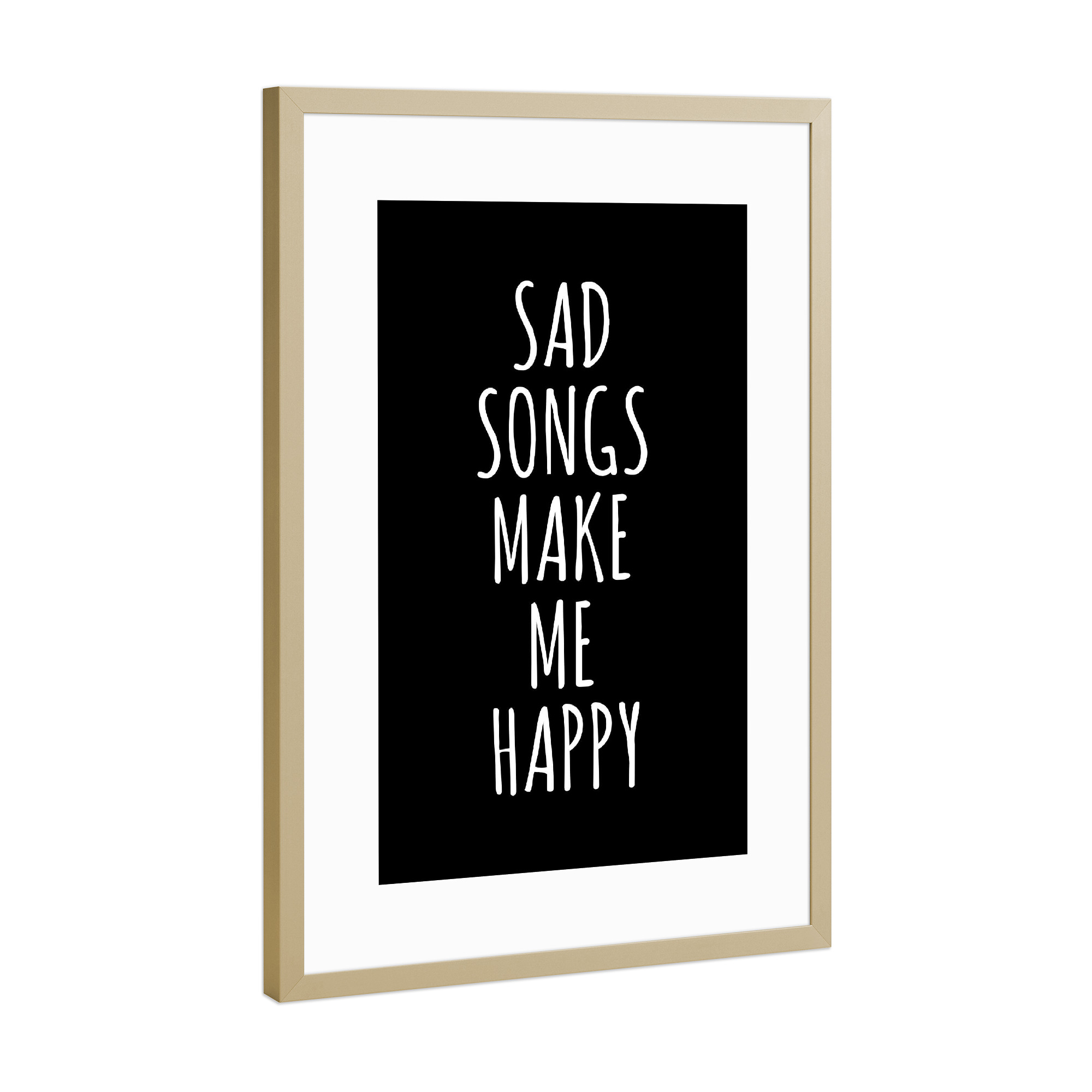 Poster mit Rahmen Gold "SAD SONGS" artboxONE - Typografie