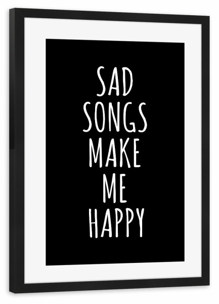 Poster mit Rahmen schwarz "SAD SONGS" artboxONE - Typografie