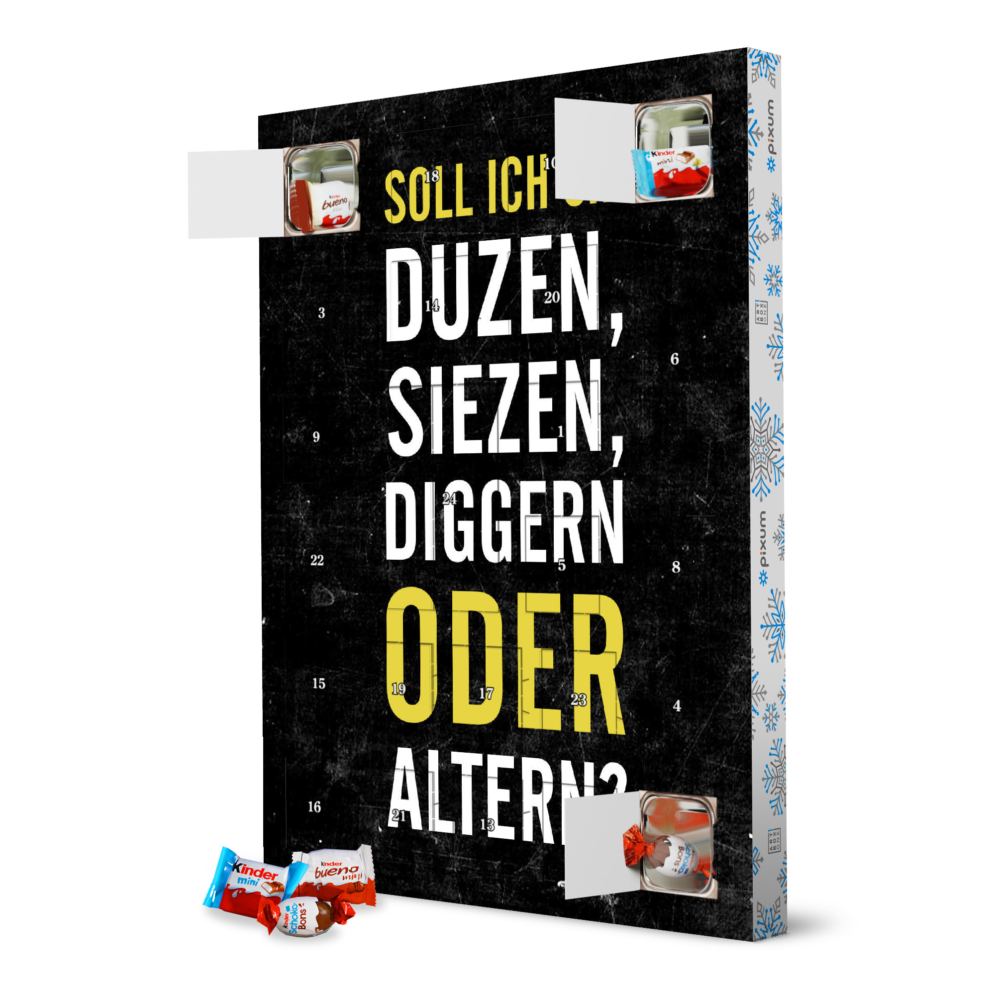 Adventskalender XXL mit Produkten von Kinder SIEZEN artboxONE Adventskalender Typografie
