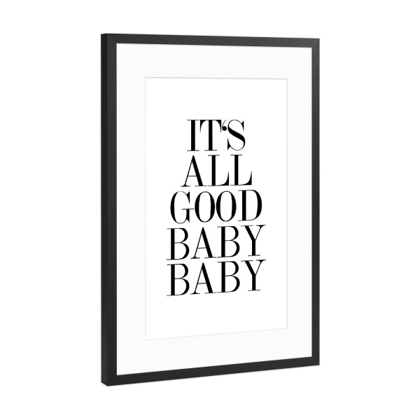 Poster mit Rahmen Schwarz (Metallic) "BABY BABY" artboxONE - Typografie