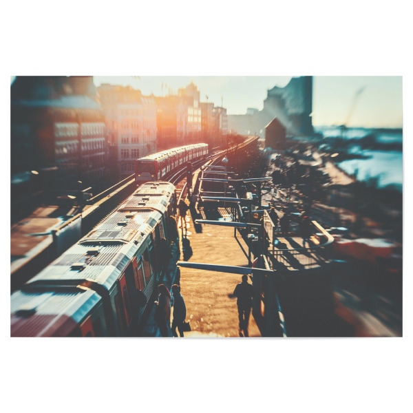 Poster 30x20 cm "Berufsverkehr" artboxONE - Städte - Hamburg,Landungsbrücken,U-bahn,Straßenbahn,Berufsverkehr,Verkehr