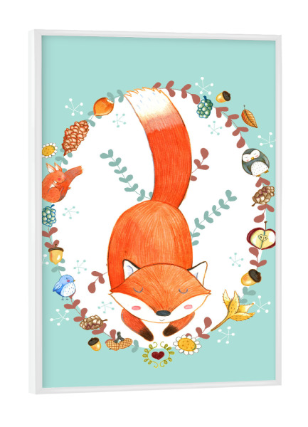 Poster mit weißem Rahmen "Sleeping Forest" artboxONE - Natur,Floral,Für Kinder,Tiere