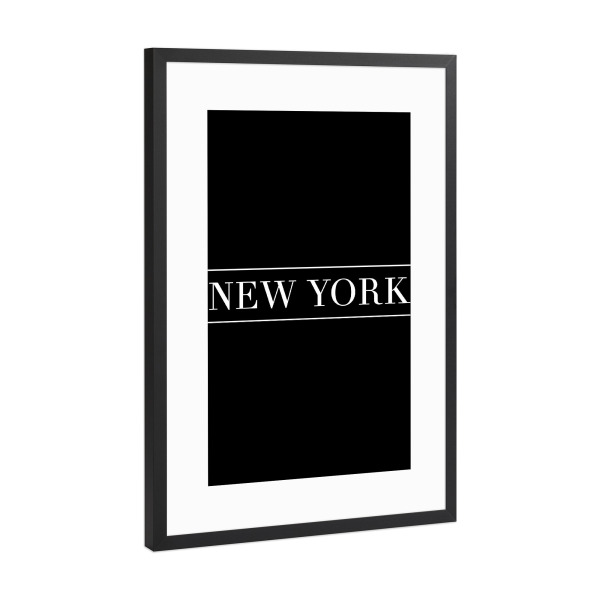 Poster mit Rahmen Schwarz (Metallic) "NEW YORK | HORIZIONTAL" artboxONE - Städte,Typografie,Reise,Schwarzweiß