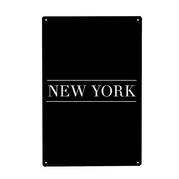 Metall Poster "NEW YORK | HORIZIONTAL" artboxONE - Städte,Typografie,Reise,Schwarzweiß