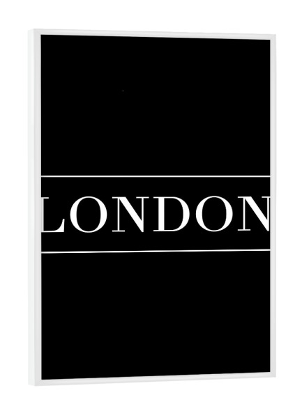 Poster mit weißem Rahmen "LONDON | HORIZONTAL" artboxONE - Städte,Typografie,Reise,Schwarzweiß
