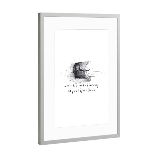 Poster mit Rahmen Silber "FOCUS" artboxONE - Typografie,Schwarzweiß
