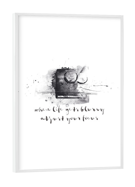 Poster mit weißem Rahmen "FOCUS" artboxONE - Typografie,Schwarzweiß
