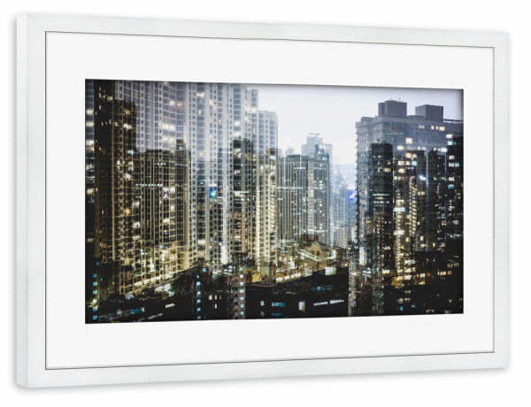 Poster mit Rahmen weiß "HIGH SOCIETY" artboxONE - Städte,Architektur
