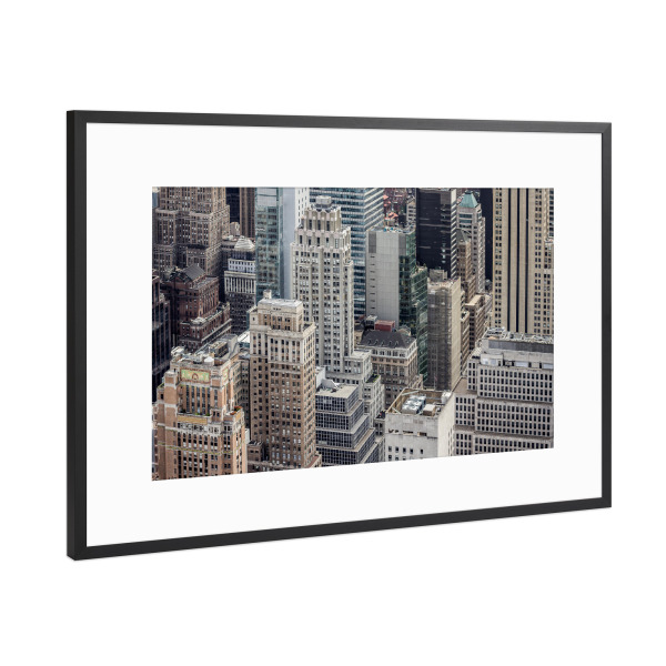 Poster mit Rahmen Schwarz (Metallic) "URBAN SCAPE (Manhattan)" artboxONE - Städte,Architektur