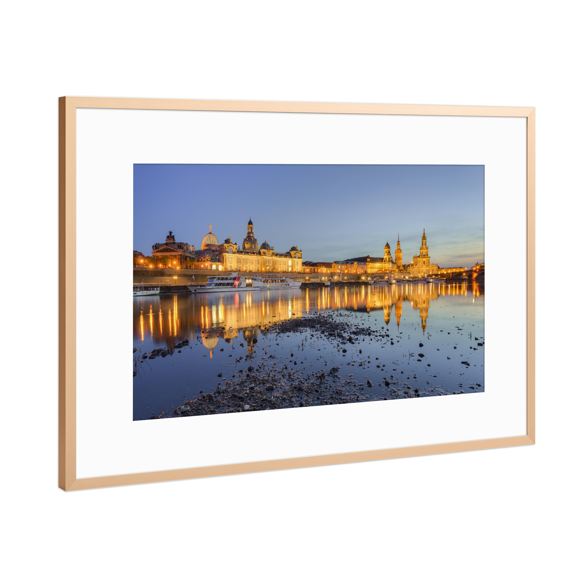 Poster mit Rahmen Kupfer "Dresden zur blauen Stunde" artboxONE - Städte,Reise