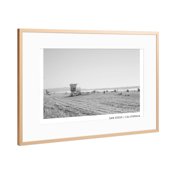 Poster mit Rahmen Kupfer "San Diego Beach" artboxONE - Schwarzweiß,Reise / Strand und Meer