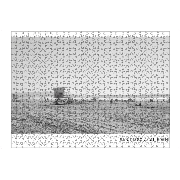 Puzzle Ravensburger "San Diego Beach" artboxONE - Schwarzweiß,Reise / Strand und Meer - San diego,Strand,Beach,Meer,Sand,Sonnen,Kalifornien,California