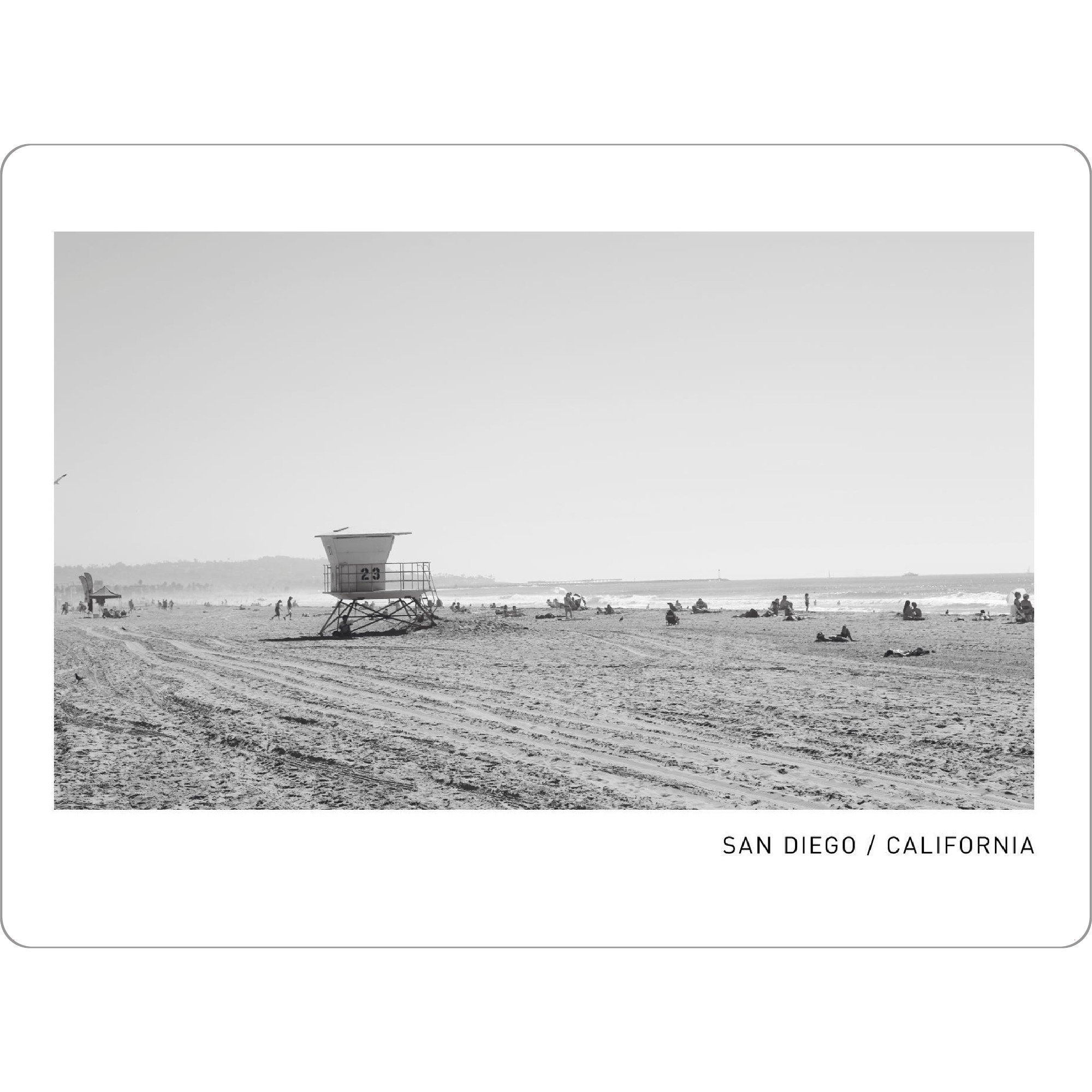 Tischset "San Diego Beach" artboxONE - Schwarzweiß,Reise / Strand und Meer - San diego,Strand,Beach,Meer,Sand,Sonnen,Kalifornien,California