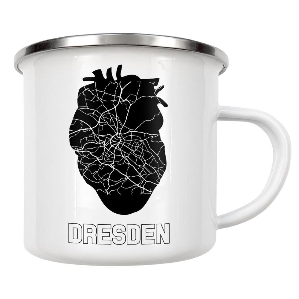 Emaille Tasse "Dresden Heart Map" artboxONE - Reise,Städte / Dresden,Kartografie
