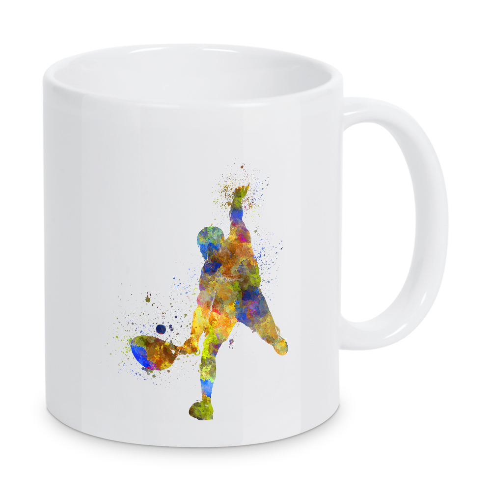 Tasse "Aquarell-Paddelspieler-c" artboxONE - Abstrakt,Sport - Paddel,Tennispaddel,Schläger,Ball,Sport,Sport,Aquarell,Farbe,Sportler,Sprung,Netzwerk