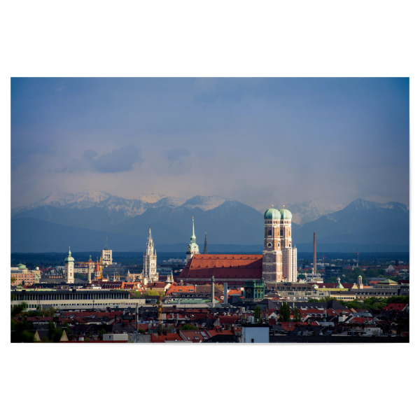 Poster 30x20 cm "München Evening Skyline" artboxONE - Städte - München,Alpen,Bayern,Frauenkirche