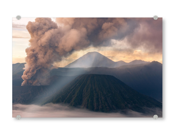 Acrylglasbild "Morning Glow" artboxONE - Natur - Vulkan,Bromo,Indonesien,Sunrise,Natur,Berg,Nebel