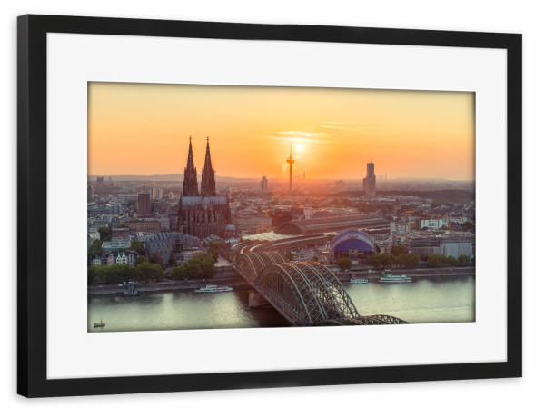 Poster mit Rahmen schwarz "Köln Summer Cityscape" artboxONE - Städte - Köln,Rhein,Dom