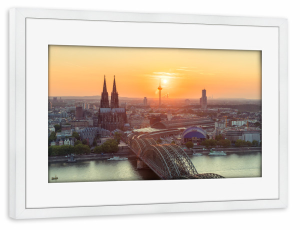 Poster mit Rahmen weiß "Köln Summer Cityscape" artboxONE - Städte - Köln,Rhein,Dom