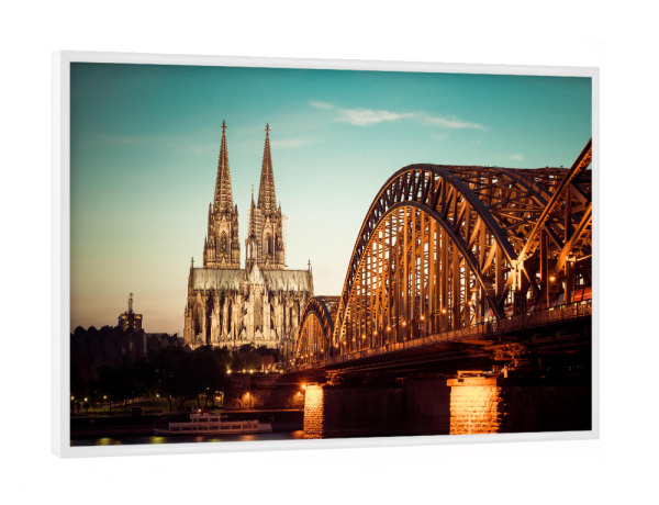 Poster mit weißem Rahmen "Köln Night Sky" artboxONE - Städte - Köln,Rhein,Dom,Hohenzollernbrücke