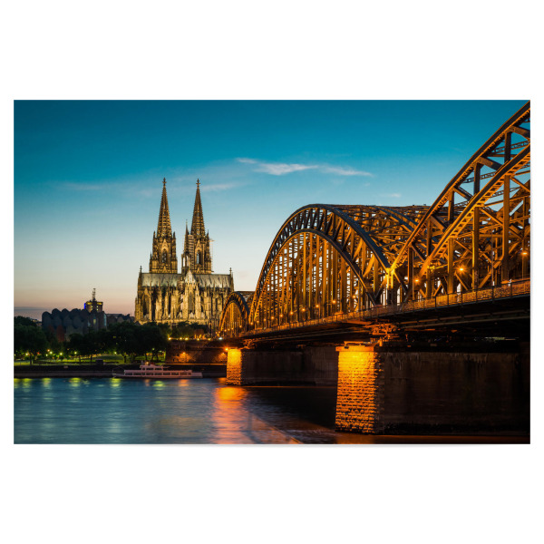 Poster 30x20 cm "Köln Evening Sky" artboxONE - Städte,Architektur - Köln,Rhein,Hohenzollernbrücke,Dom