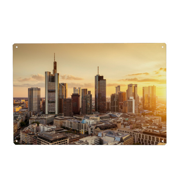 Holzbild "Frankfurt am Main Abendsonne" artboxONE - Städte - Frankfurt am main,Skyline