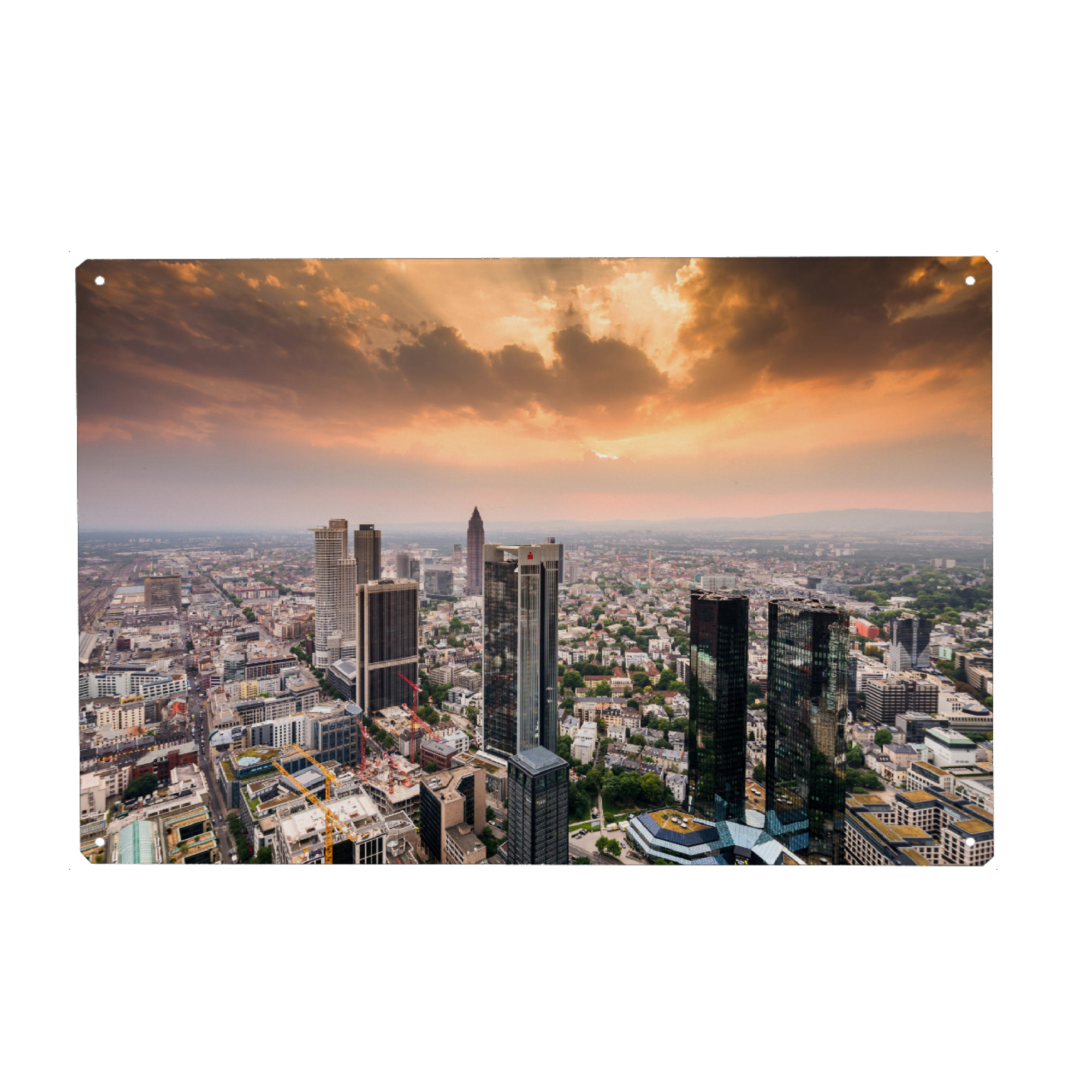 Metall Poster "Frankfurt am Main Sunset Sky" artboxONE - Städte - Frankfurt am main,Skyline - Blechschild