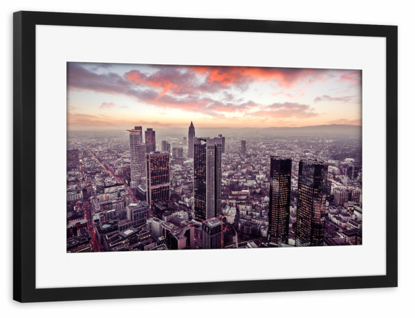 Poster mit Rahmen schwarz "Frankfurt am Main Romantic Sky" artboxONE - Städte - Frankfurt am main,Skyline,Deutschland,Stadt