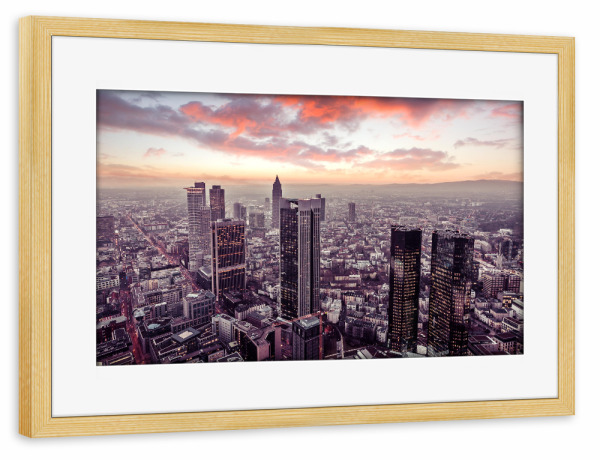 Poster mit Rahmen kiefer "Frankfurt am Main Romantic Sky" artboxONE - Städte - Frankfurt am main,Skyline,Deutschland,Stadt