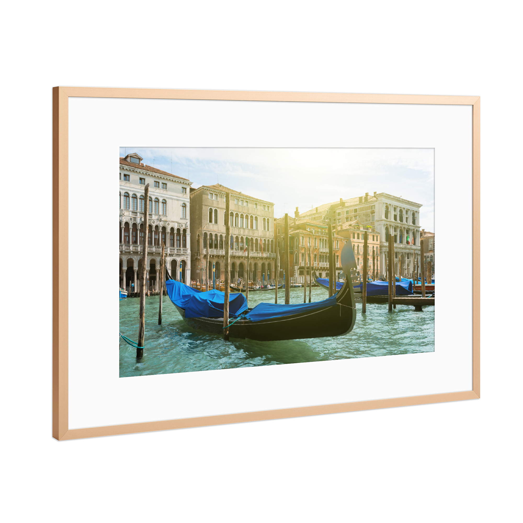 Poster mit Rahmen Kupfer "Venedig blaue Gondel" artboxONE - Städte - Venedig,Blaue gondel,Canal grande,Italien