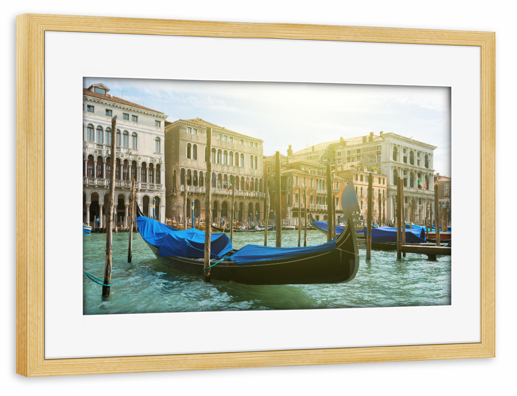 Poster mit Rahmen kiefer "Venedig blaue Gondel" artboxONE - Städte - Venedig,Blaue gondel,Canal grande,Italien