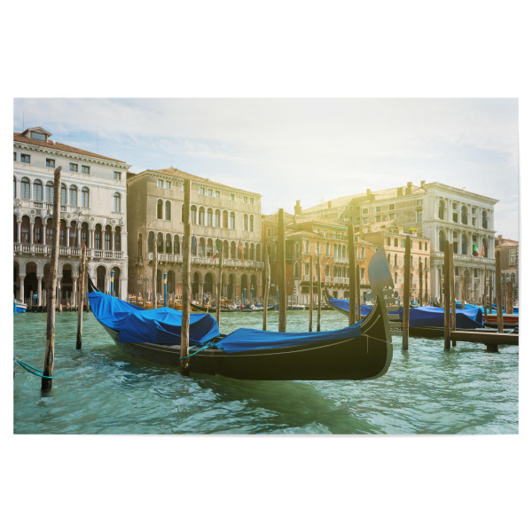 Poster "Venedig blaue Gondel" artboxONE - Städte - Venedig,Blaue gondel,Canal grande,Italien