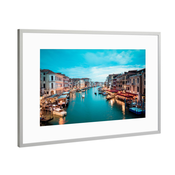 Poster mit Rahmen Silber "Venedig Abendstimmung" artboxONE - Städte - Venedig,Italien,Canal grande,Wasserstraße