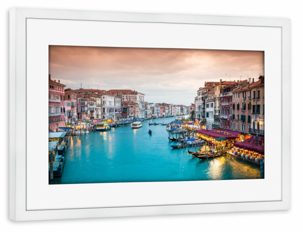 Poster mit Rahmen weiß "Venedig Abendromantik" artboxONE - Städte - Venedig,Italien,Canal grande