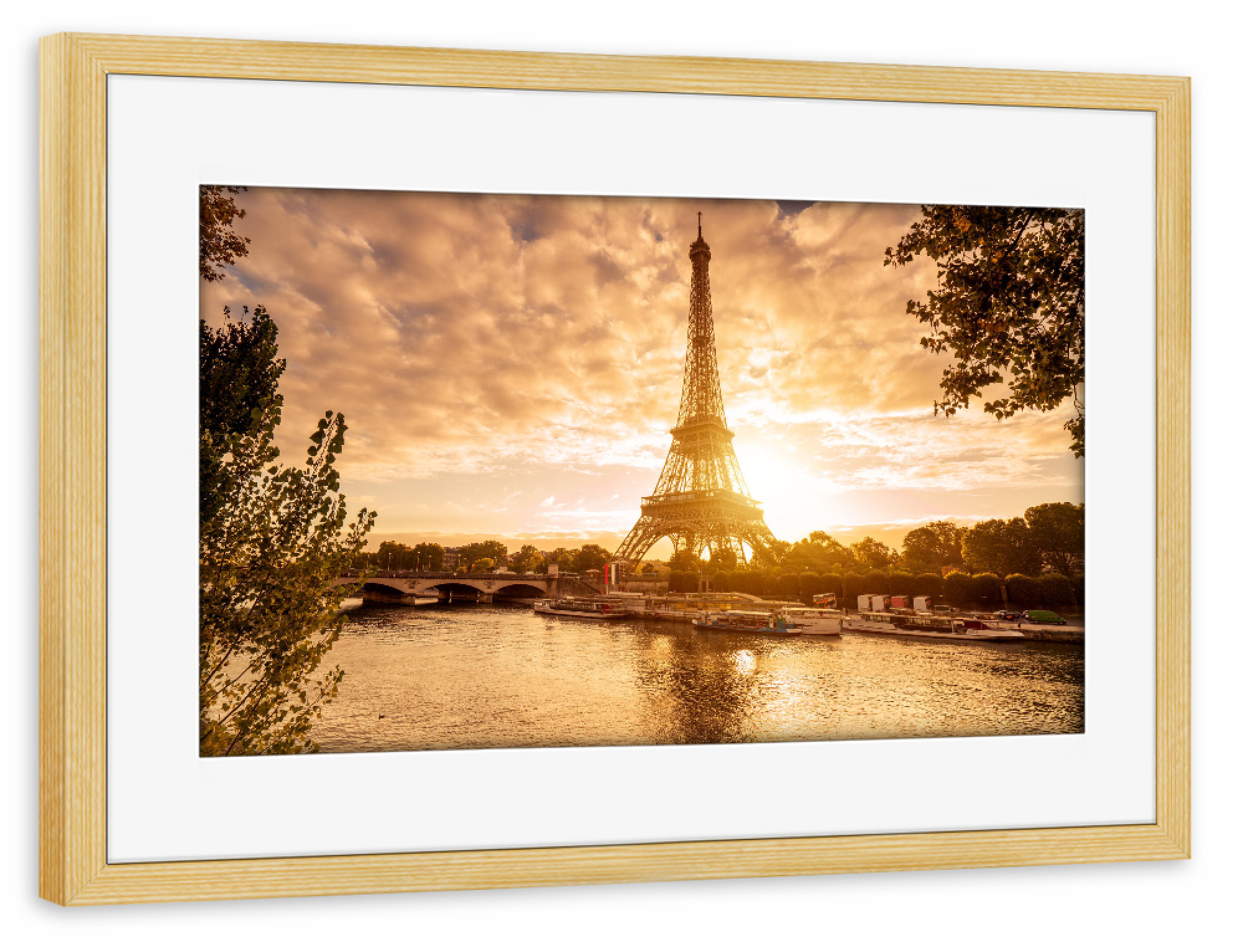 Poster mit Rahmen kiefer "Paris Eiffelturm at sunset" artboxONE - Städte - Paris,Eiffelturm,Frankreich,Seine