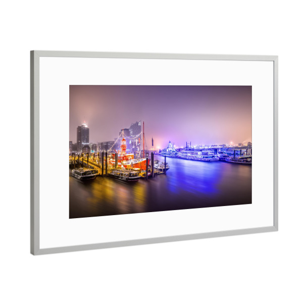 Poster mit Rahmen Silber "Das Feuerschiff" artboxONE - Städte,Architektur