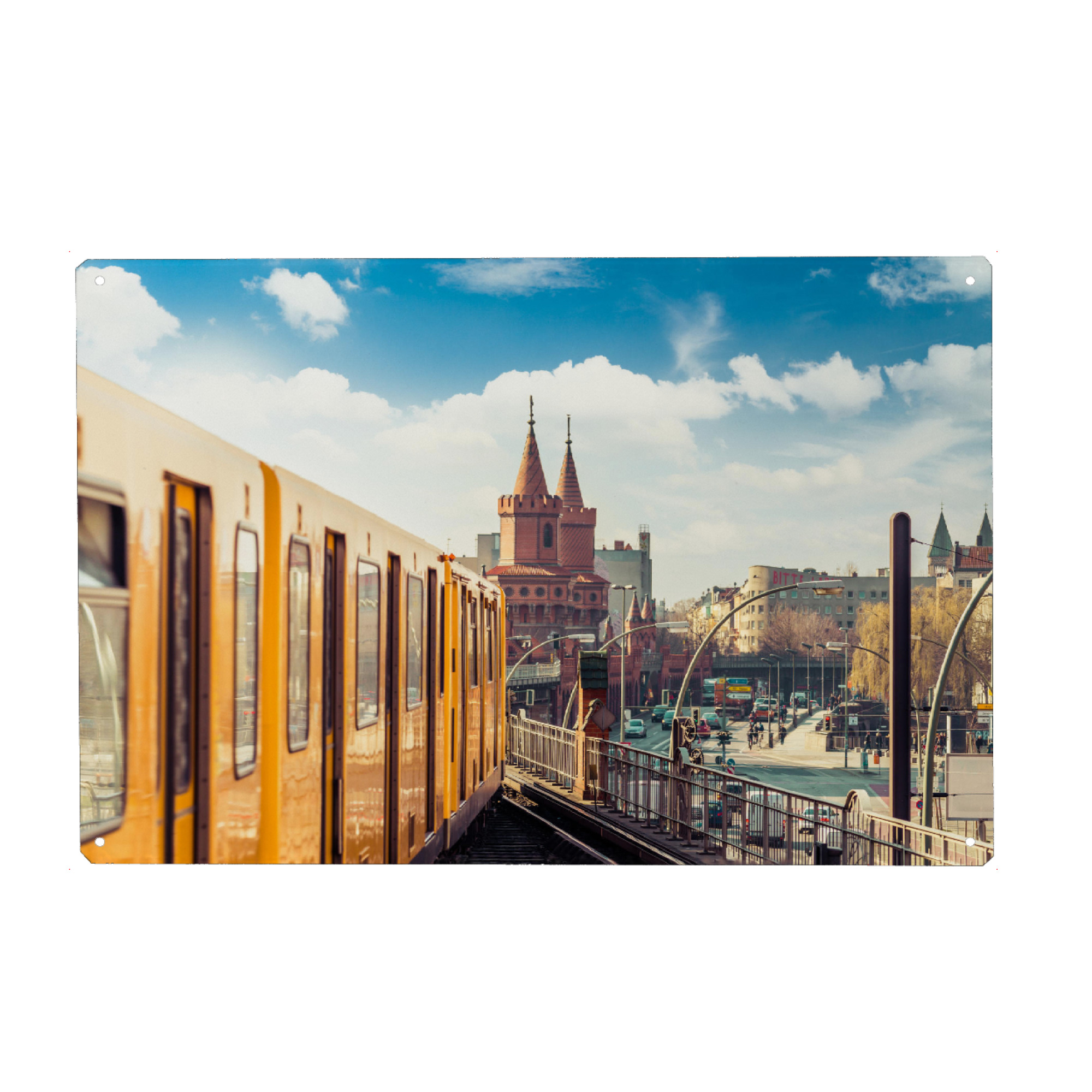 Metall Poster "Berlin Oberbaumbrücke" artboxONE - Städte - Berlin,Sommer,Oberbaumbrücke - Blechschild